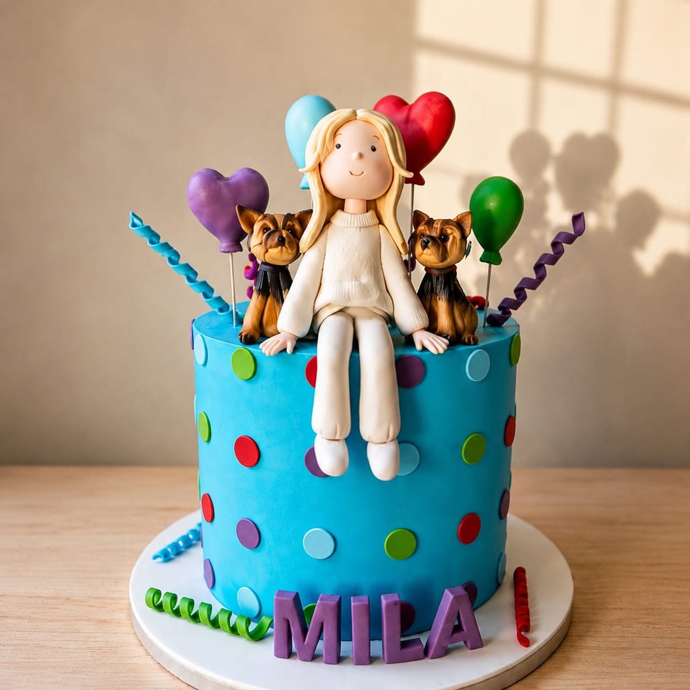 Personalised Girl & Her Dogs by VDK Cakes